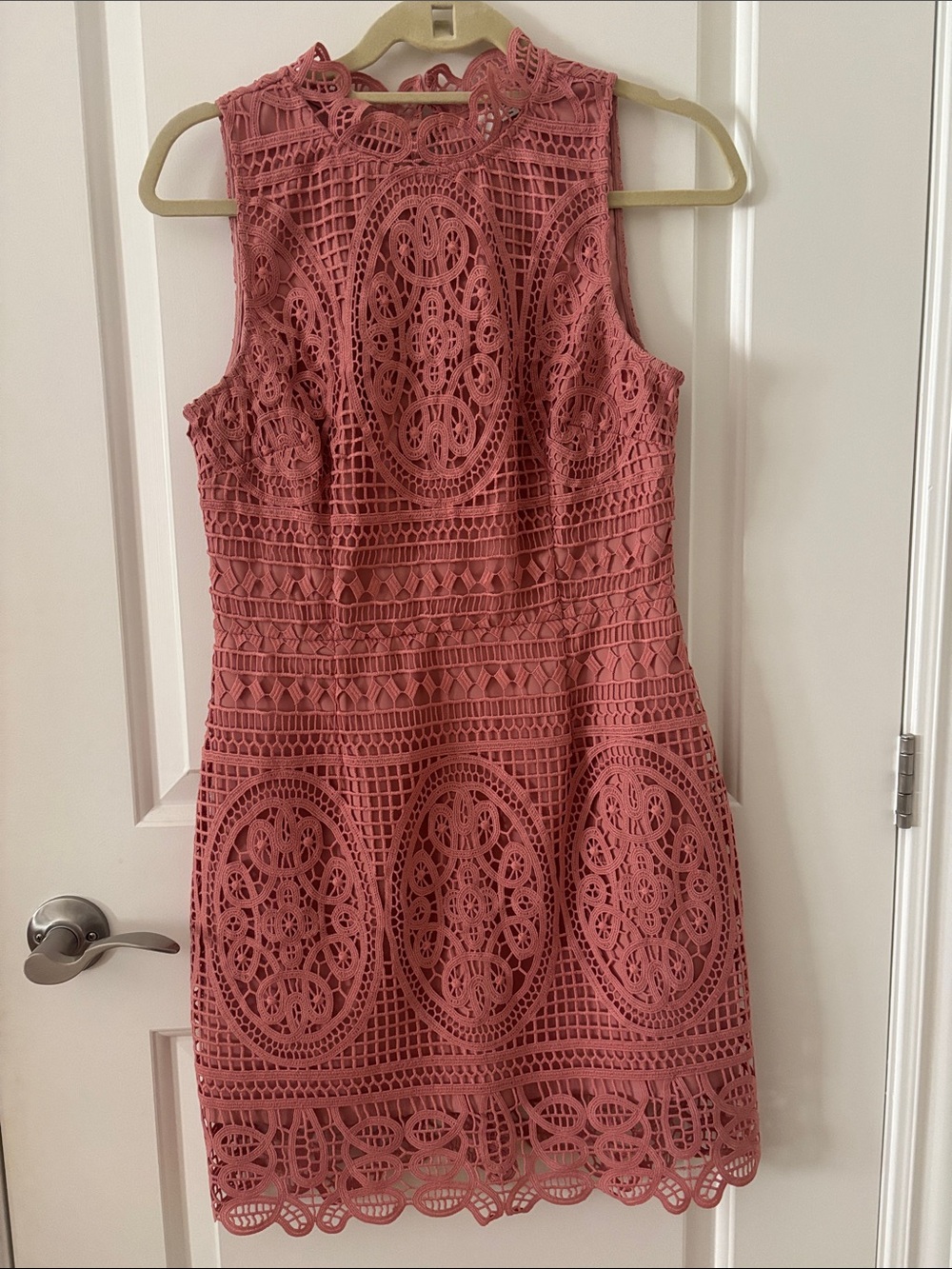 Ever New Sleeveless Crochet Lace Mini Dress in Rose Dust